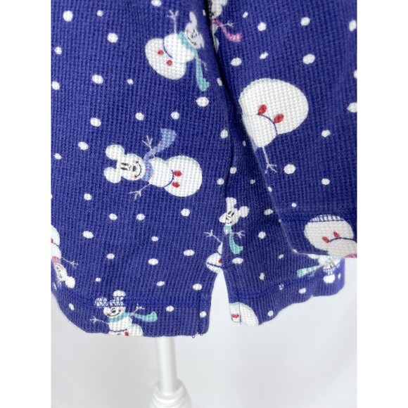 Disney Store PJ Top Women L/XL Purple Mickey Mouse Snowman Thermal Pajama Cotton - Picture 2 of 6